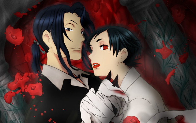 Bloodied couple gothic pony rose free wallpaper - medium preview image