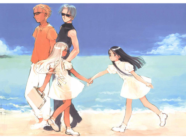 Beach holding hands children ocean free wallpaper - medium preview image