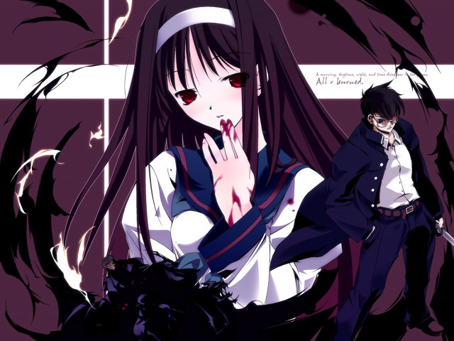 Gothic anime yandere blood moon free wallpaper - medium preview image