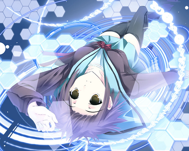 Blue haired girl flying cybernetic free wallpaper - medium preview image