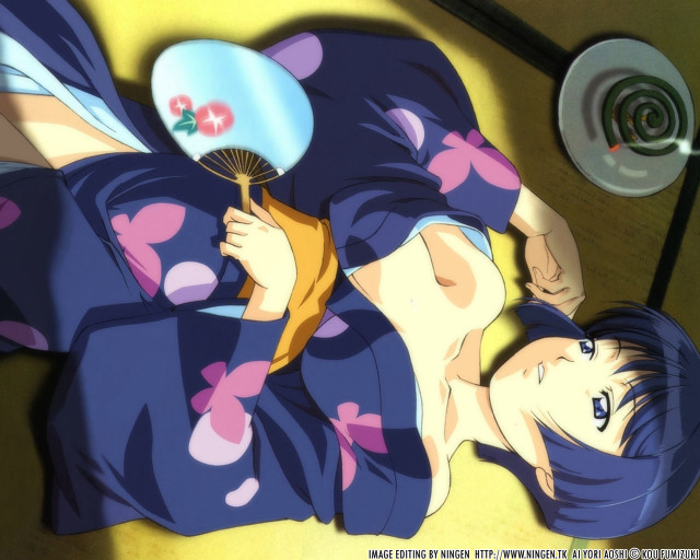 Woman fan ukiyo e kiyomono free wallpaper - medium preview image