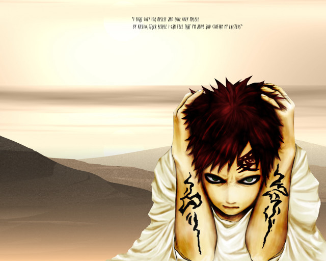 Tattooed man beach anime style free wallpaper - medium preview image