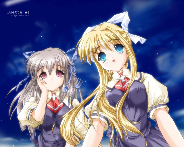 Anime girls blonde hair blue #11 free wallpaper - medium preview image