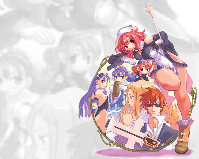 Anime group guns characters blue free wallpaper - medium preview image