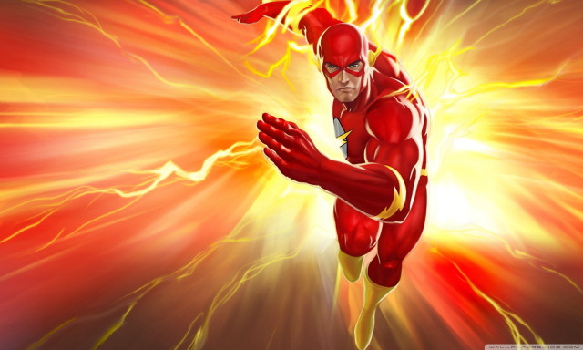Red suit man running fire free wallpaper - medium preview image
