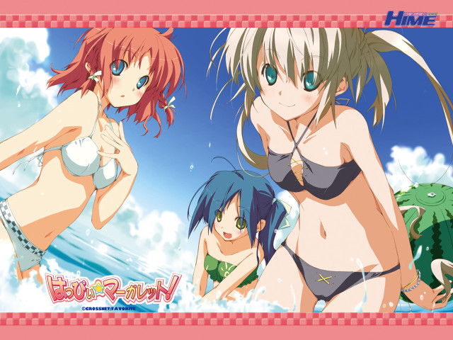 Three anime girls water bikinis free wallpaper - medium preview image
