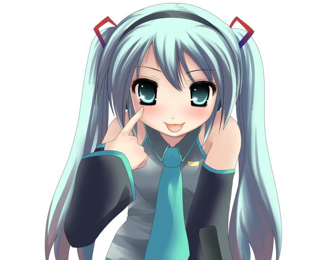 Anime girl blue hair tie free wallpaper - medium preview image