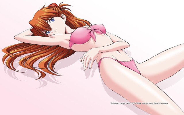 Pink bikini woman laying gradient free wallpaper - medium preview image