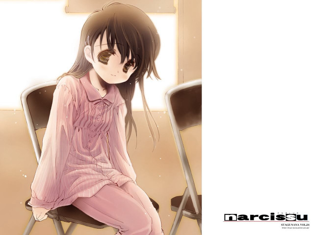 Girl crossed legs chair smile free wallpaper - medium preview image