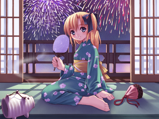 Alice prin kimono fireworks bow free wallpaper - medium preview image