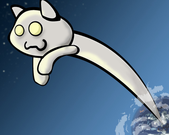 Cartoon cat flying earth night #2 free wallpaper - medium preview image