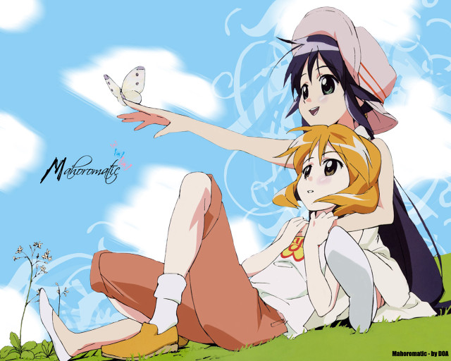 Anime girls butterfly outdoors sky free wallpaper - medium preview image