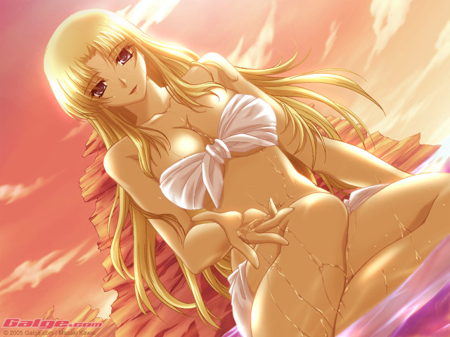Cartoon woman bikini surfboard water free wallpaper - medium preview image