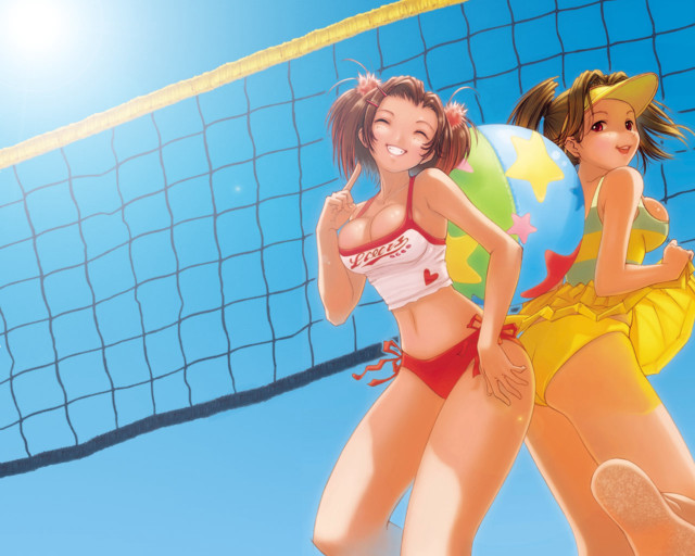 Beach volleyball women bikinis sky free wallpaper - medium preview image