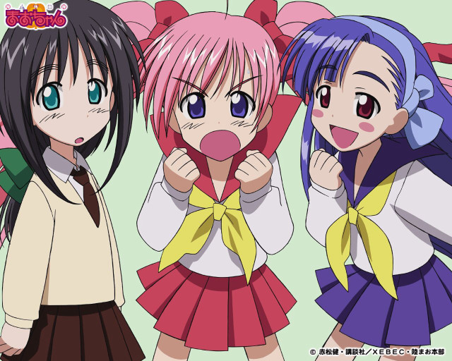 Three anime girls colored hair free wallpaper - medium preview image
