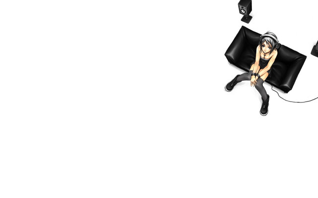 Woman sitting laptop microphone white free wallpaper - medium preview image