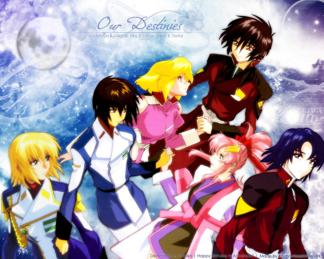 Anime characters starry sky planet free wallpaper - medium preview image