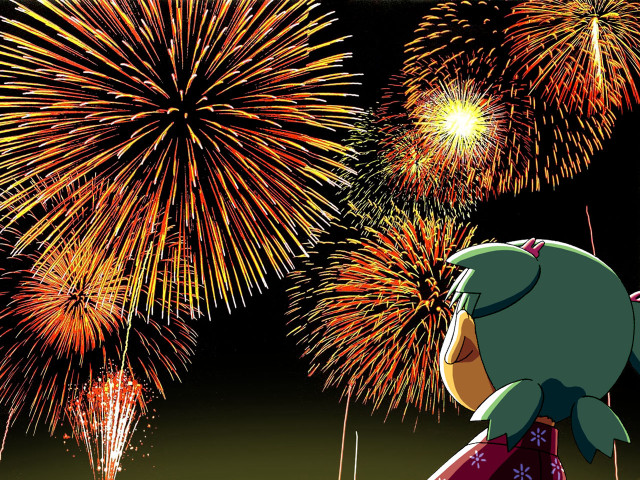 Fireworks fish kimono summer festival free wallpaper - medium preview image