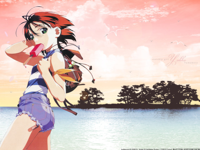 Woman beach ocean trees pink free wallpaper - medium preview image