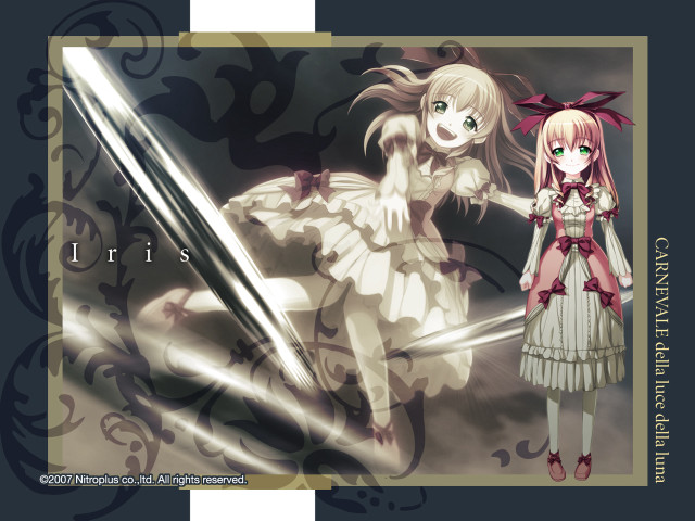 Anime girls swords floral frame free wallpaper - medium preview image