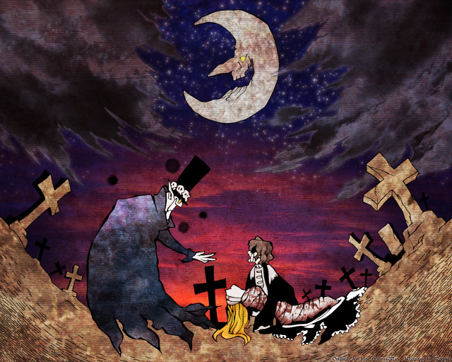 Gothic cartoon man woman grave free wallpaper - medium preview image