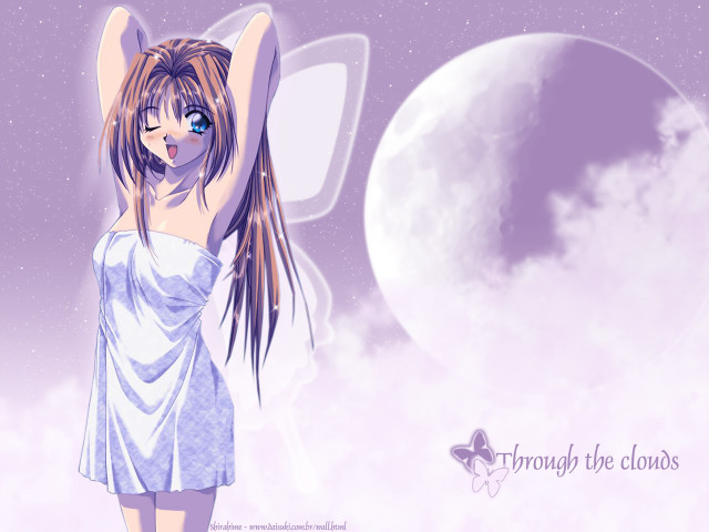 Girl white dress moon clouds free wallpaper - medium preview image