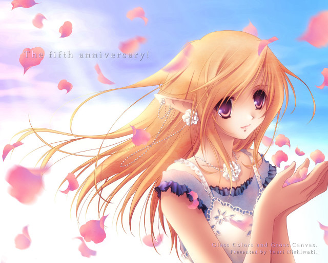 Girl longhair dress wind petals free wallpaper - medium preview image