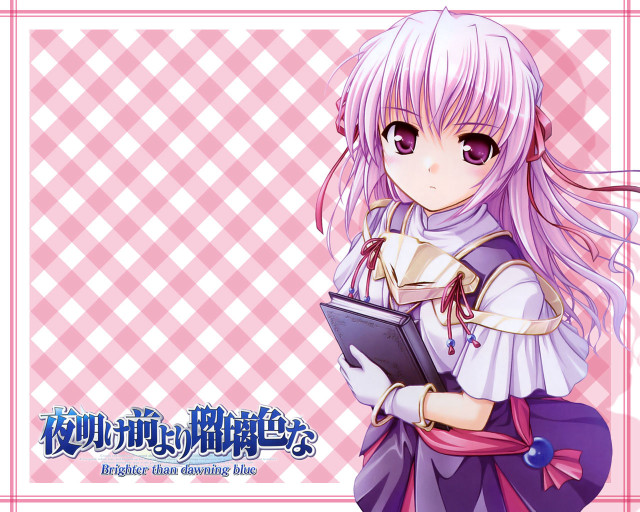 Pink haired girl book checkered free wallpaper - medium preview image