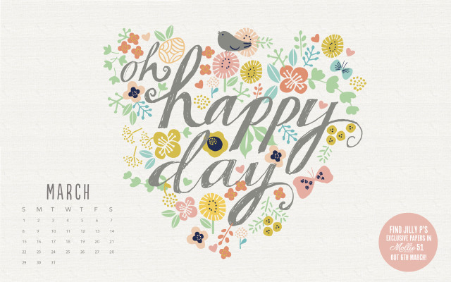 Calendar floral happyday crossstitch cheerful free wallpaper - medium preview image