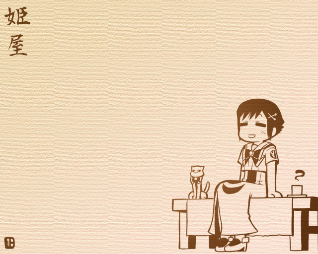 Woman cat table blush hairclip free wallpaper - medium preview image