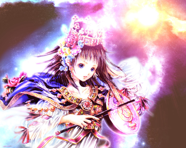 Girl wand starry sky fantasy free wallpaper - medium preview image