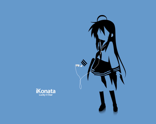 Girl headphones microphone blue background free wallpaper - medium preview image