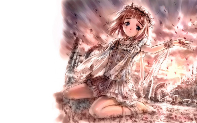 Girl umbrella city pink gothic free wallpaper - medium preview image