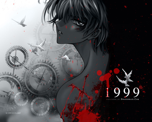 Clock bird splatters assemblage manga free wallpaper - medium preview image