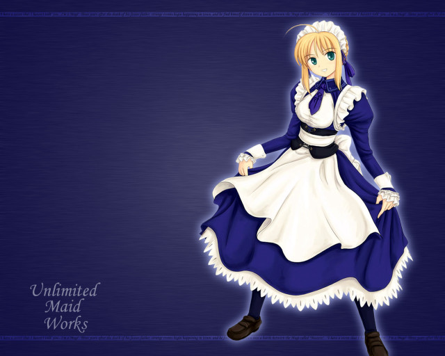 Maid artist blue background blonde free wallpaper - medium preview image