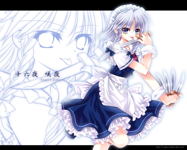 Anime girl white hair blue #12 free wallpaper - medium preview image