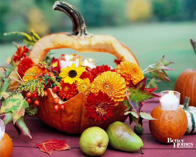 Pumpkin flowers candles autumn decorations free wallpaper - medium preview image