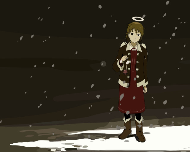 Man red dress snow halo free wallpaper - medium preview image