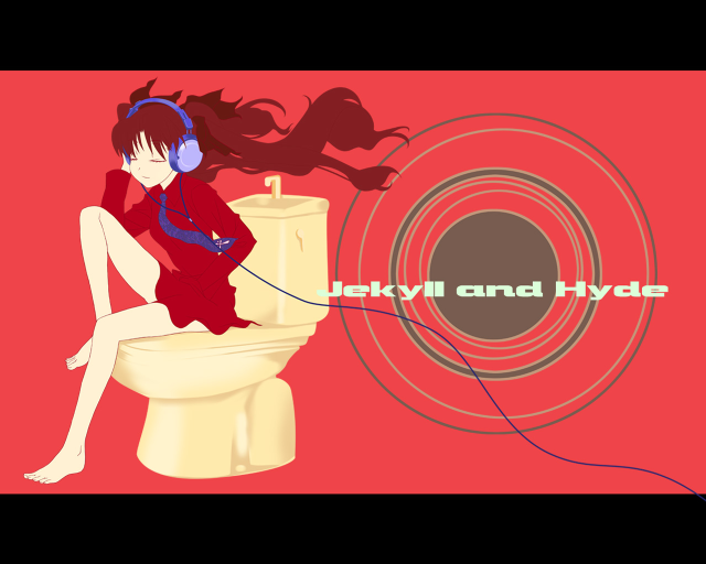 Woman sitting headphones red background free wallpaper - medium preview image