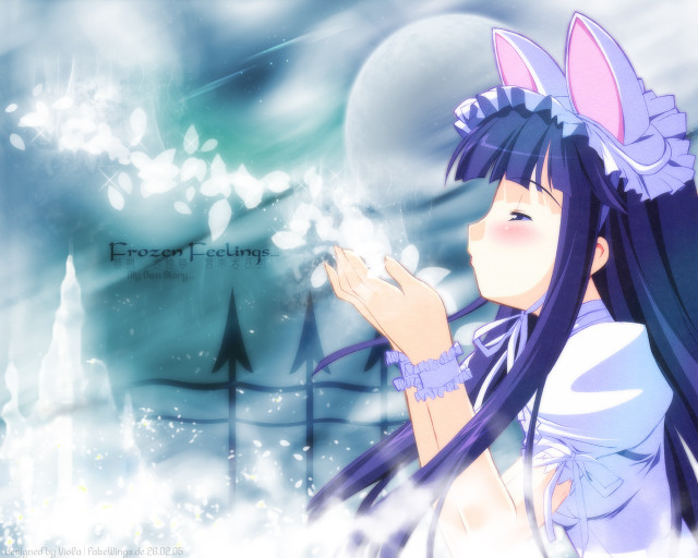 Girl bunny ears blowing bubble free wallpaper - medium preview image