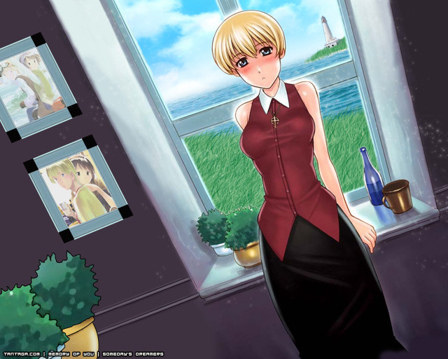Woman red dress window wine free wallpaper - medium preview image