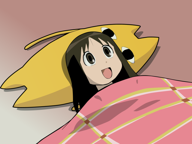 Girl bed yellowhat pinkblanket pillow free wallpaper - medium preview image