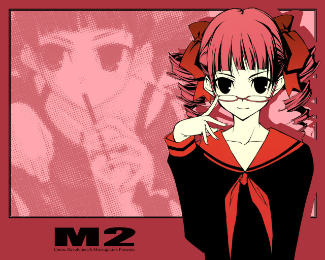 Pink haired glasses schooluniform twin free wallpaper - medium preview image