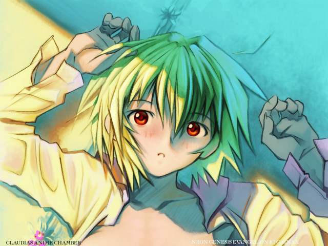 Anime girl green hair red #3 free wallpaper - medium preview image