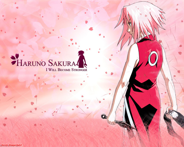 Anime girl pink hearts cherry free wallpaper - medium preview image