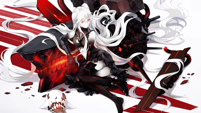 Woman white hair sword in free wallpaper - medium preview image
