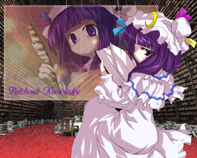 Anime girls redcarpet library purplehair free wallpaper - medium preview image
