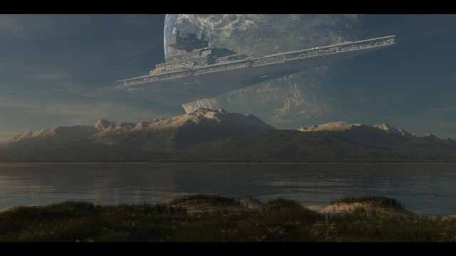 Mountain range space station sunset free wallpaper - medium preview image