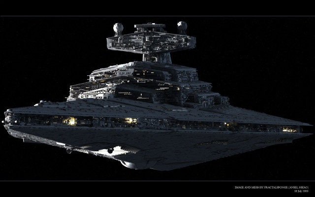 Futuristic ship floating night lights free wallpaper - medium preview image
