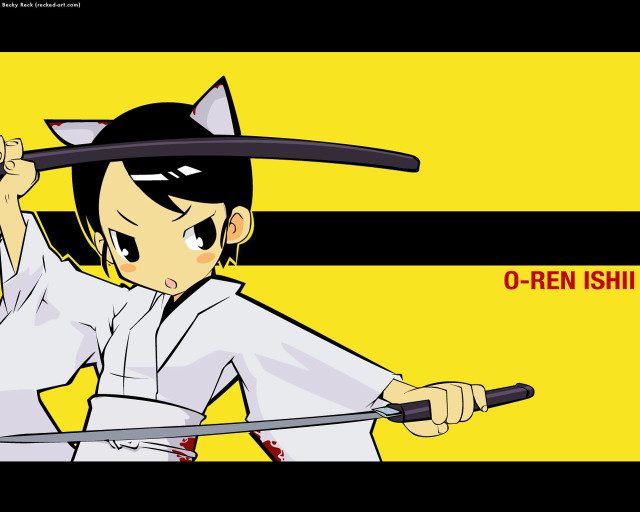 Woman sword hat yellow striped free wallpaper - medium preview image